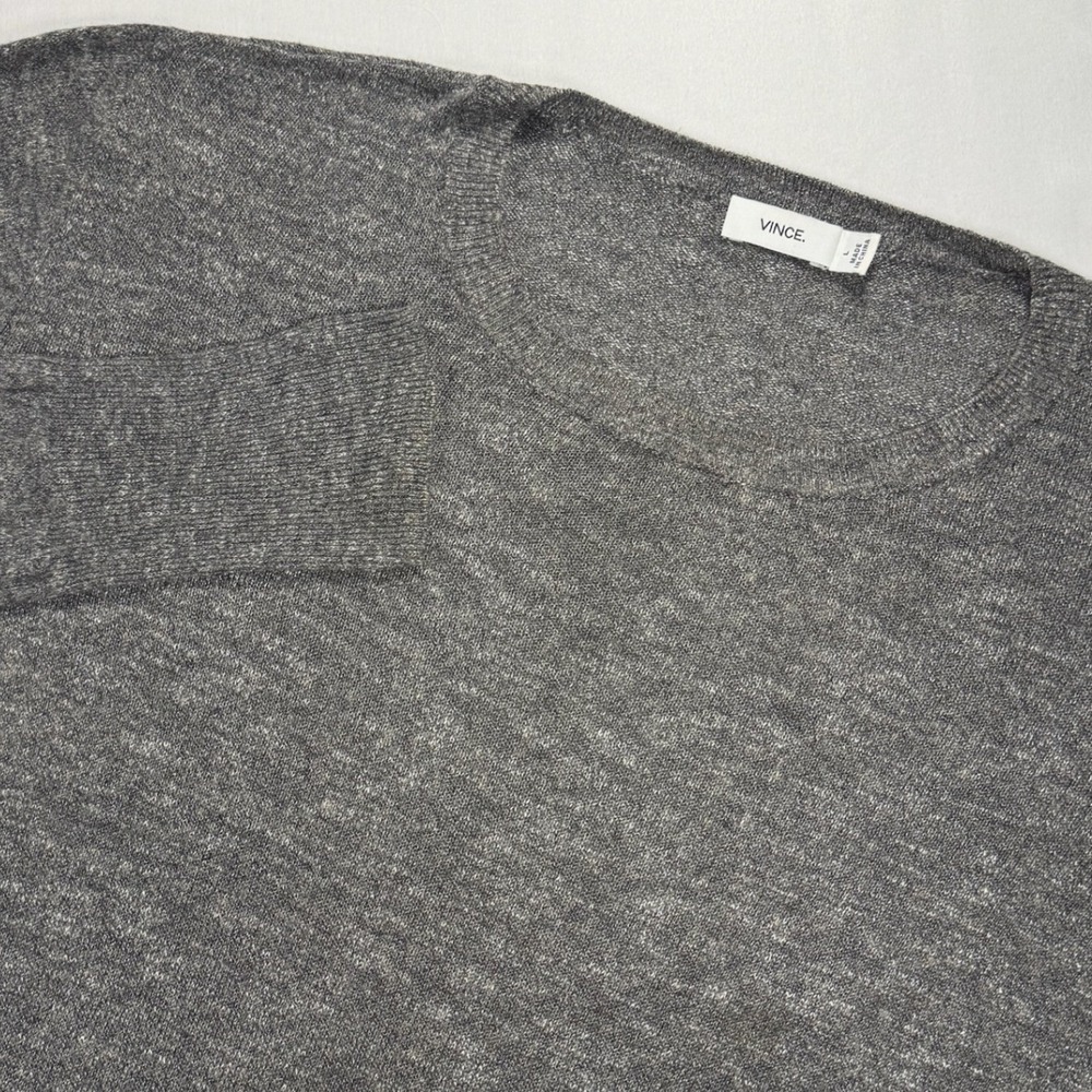 Vince Womens Charcoal Grey Viscose Linen Knit Crew Neck Sweater V327576309 L